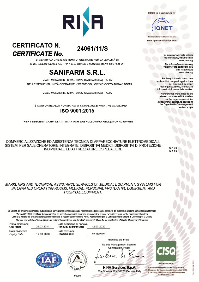 Certificazione Rina UNI EN ISO 9001